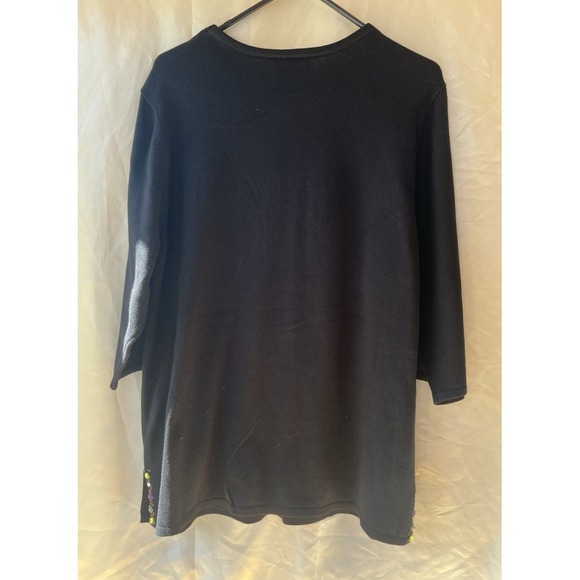 Quacker Factory Black Shirt Women's XL Jeweled Tunic 3/4 Sleeve‎ Top - Picture 6 of 6